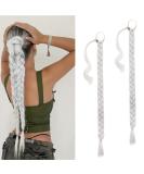 BARSDAR 66cm 2PCS Long Braided Ponytail Extensions - Soft Synthetic Hair in Ash Platinum Blonde | DIY Hair Extensions for Women - Buy Online on GoSupps.com
