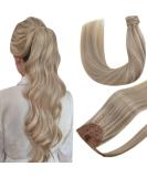 Hetto Blonde Ponytail Extensions Real Hair Wrap Around Braid | Remy Extensions #17/23 Ash Blonde Mix | 45 cm 80g - Hot Sales! - Buy Online on GoSupps.com