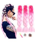 Shop Showjarlly Kanecalon Hair Braids Extensions | Ombre Jumbo Braid Hair - 24 Peach Light Pink | 3 Pack - Buy Online on GoSupps.com