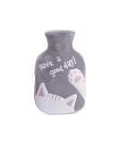 Bncxdc Cat-Gray Hot Water Bottle 350ml - Durable Rubber Mini Water Bag with Cloth Cover for Warmth, Strong Sealing for Hands, Neck, Waist - Buy Online on GoSupps.com