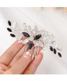 IYOU Rhinestone Black Flower Bridal Hair Comb - Crystal Wedding Side Piece for Women - Buy Online on GoSupps.com