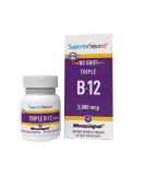 Superior Source Triple B12 3000 mcg Sublingual Tablets 60 Ct - Methylcobalamin, Adenosylcobalamin & Cyanocobalamin for Cognitive, Heart & Nervous System Health | Non-GMO - Buy Online on GoSupps.com
