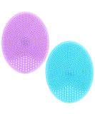 Androxeda 2PC Silicone Facial Cleaning Brush Set - Soft Face Scrubber for Deep Cleansing & Massage - All Skin Types (Violet + Blue) - International Shipping Available - Buy Online on GoSupps.com