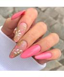 Sethexy Short Almond False Nails - Pink Flower Press-On Acrylic Nails | 24 Pieces for Women & Girls | Shiny & Easy to Apply - Buy Online on GoSupps.com