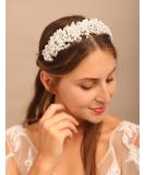 YERTTER Vintage Wedding Pearl Tiara Handmade Bride Headband - Greek Goddess Crown for Wedding, Prom & Parties (Style 1) - Buy Online on GoSupps.com