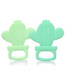 PrimaStella Silicone Cactus Teethers for Babies - Set of 2, BPA Free, Safety Tested, Cute & Soothing, Easy to Hold - Green & Neo Mint - Buy Online on GoSupps.com