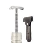Double Butterfly Razor Plane Wet Razor - Chrome Safety Razor Set with H3 Stand & Leather Case - Buy Online on GoSupps.com
