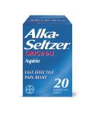Alka Seltzer Original Effervescent Tablets with Aspirin Fast and Effective Pain Relief for Cold and Flu 1 Pack of 20 - Buy Online on GoSupps.com