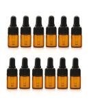 Vasana 12 Mini-Mounted Stone Glass Drip Bottles - 2ml Black Rubber Cap for Cosmetics Perfume Travel & Makeup - Buy Online on GoSupps.com
