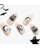 Gothic Nude Snake Moon Stars Almond Press on Nails - 24 Pcs Halloween False Nail Kit by GLAMERMAID - Buy Online on GoSupps.com