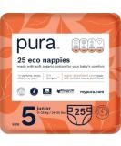 Pura Eco-Diapers Size 5 (11-25 kg) - 25 Eco-Friendly Hypoallergenic Diapers for Sensitive Skin | EU Ecolabel Certified Odorless & 12-Hour Protection - Buy Online on GoSupps.com