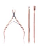 3-Piece Nail Skin Pliers Set Stainless Steel Cuticle Nipper & Remover for Fingernails & Toenails in Rose Gold | Mwoot Cuticle Trimmer with Pusher & Peeler - Buy Online on GoSupps.com