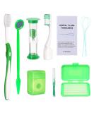 Orthodontic Braces Cleaning Kit - Portable Dental Travel Set with Interdental Brush, Dental Wax, Floss, Toothbrush Box - Green - Buy Online on GoSupps.com