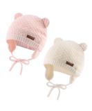XIAOHAWANG Baby Bear Earflap Beanie Hat Set for 6-18 Months - Soft Knit Infant Boy Girl Hats for Autumn/Winter (2Pcs) - Buy Online on GoSupps.com