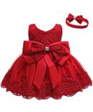 LZH Baby Girls Lace Dress | Bowknot Flower Wedding Pageant Baptism Tutu Gown | Red, 0-3 Months - Buy Online on GoSupps.com