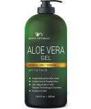 Organic Aloe Vera Gel with Matrixyl 3000, Turmeric & Tea Tree Oil - 16.9 fl oz Natural Moisturizer for Face, Body, Hair - Ideal for Sunburn, Acne, Razor Bumps - Buy Online on GoSupps.com
