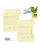 Bird Feeder Column & Vegetable Holder Bracket - 2 Piece Food Bowl for Birds - Durable Plastic Cage Accessories in Yellow - Buy Online on GoSupps.com