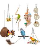 Coconut Hideaway Bird Perch Hammock with Bell Swing - Parrot Toys for Parakeet Conure Cockatiel Love Birds - Buy Online on GoSupps.com