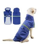 Petcute Waterproof Dog Rain Coat - Windproof Reflective Adjustable Jacket for Small Medium & Large Dogs - 2XL Dark Blue - Buy Online on GoSupps.com
