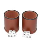 RERIVER Leather Dice Cup Set - 2 Pack with 5 Dot Dices for Farkle Yahtzee Games - Brown Darkbrown - Buy Online on GoSupps.com