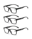 Kokobin 3-Pack Reading Glasses for Men & Women - Fashionable Black Computer Glasses with Comfortable Spring Hinges +1.5 Diopter - Buy Online on GoSupps.com