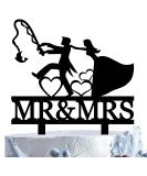 Fishing Wedding Cake Topper Funny Mr and Mrs Cake Topper - The Bride is Catching The Fishing Groom From Behind Funny Fishing Bride and Groom Cake Topper - Buy Online on GoSupps.com