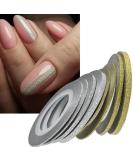 6 Rolls Nail Art Glitter Gold Silver Stripping Tape Line Strips - DIY Beauty Accessories - Buy Online on GoSupps.com