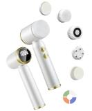 BSROLUNA 6 in 1 Face Brushes for Cleansing and Exfoliating | Rechargeable Electric Facial Cleansing Brush with LED Display and 6 Heads - Milk White - Buy Online on GoSupps.com