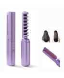 Rechargeable Mini Hair Straightener 2024 - Dual-Purpose Travel Brush for All Hair Types | Portable Cordless Flat Iron (A-Purple - Buy Online on GoSupps.com