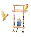 TeTupGa Bird Perches Cage Toys Parrot Wooden Platform Stand with Swing Bell Swing Hanging Standing Chewing Toy Bird Cage Accessories for Parakeet Cockatiels Conures Budgie Lovebird Bird swing 02 - Buy Online on GoSupps.com