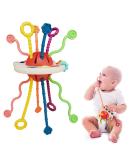 Pull String Baby Toys 6 to 12 Months, Montessori Toys for 1 Year Old, Food Grade Silicone Sensory Teething Pulling Toys, Fun Travel Car Seat Airplane Toys for Toddler Boys & Girls Infant Birthday Gift Round Octopus - Buy Online on GoSupps.com