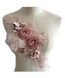 3D Beaded Pearl Flower Lace Applique | Floral Embroidered Patch for Wedding Dress | Handmade Sewing Tool - Buy Online on GoSupps.com
