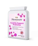 Pharmanostix Candida Support Probiotics - 60 Vegan Capsules for Women - 15 Active Ingredients, 200 Million Live Bacteria - Gut Health & Intestinal Flora - UK - Buy Online on GoSupps.com
