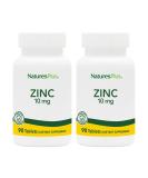 NaturesPlus Zinc 10 mg - 90 Tablets Pack of 2 - Supports Immune Health & Overall Well-Being - High-Potency Amino Acid Chelate Form - Gluten Free Vegetarian - 180 Total Servings - Buy Online on GoSupps.com