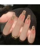 Bling Coffin Press On Nails - Full Cover Medium Fake Nails for Women & Girls | 24PCS Gold Gradient Tips - Buy Online on GoSupps.com