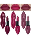 3Pcs Dark Purple Rose Red Mauve Matte Velvet Lipstick Set | Long-Lasting, Waterproof & Smudge-Proof | 24-Hour Wear | Lip Stain Makeup Set for Women - Buy Online on GoSupps.com