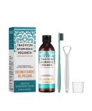 Coconut Oil Pulling Mouthwash - Mint Flavor Alcohol-Free with Tongue Scraper & Toothbrush - International Shipping Available - Buy Online on GoSupps.com