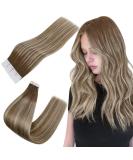 Easyouth Balayage Tape in Human Hair Extensions - 12 Inch #6/60/6 Ombre Brown to Platinum Blonde - 20Pcs 30g Real Hair Glue in Extensions - Buy Online on GoSupps.com