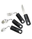 Omevett Bendable Cutlery Set - Easy Grip Weighted Disability Aids for Elderly & Parkinson's - Knife, Fork, Spoon for Disabled Hands - Buy Online on GoSupps.com