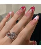 JUSTOTRY 24 Pcs Hot Pink Diamante French Press on Fake Nails - Beautiful Ballerina Stick on Nails for Women - Acrylic Coffin False Nails with Glue for Nail Art - Buy Online on GoSupps.com