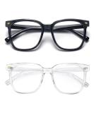2-Pack Oversized Blue Light Blocker Glasses for Women - Square Computer Eyeglasses in Black and Clear - Reduce Eye Strain - Buy Online on GoSupps.com