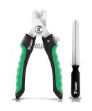 Candure Professional Claw Scissors for Dogs & Cats - High-Quality Stainless Steel Nail Clippers with Safety Protection & Nail Files - Small (S) Green - Buy Online on GoSupps.com