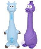 SCHITEC Squeaky Dog Toys 2 Pack Squawking Latex Toy with Interactive Squeaker Squeak Rubber Duck Chicken for Medium Small Dogs Animal Print - Buy Online on GoSupps.com