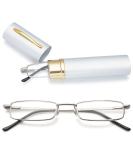 Magimodac men women reading glasses anti blue light glasses with prescription blue light filter metal reading aid narrow reading glasses with pencil silver 2.5 dioptries - Buy Online on GoSupps.com