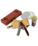A.P. Donovan Luxury 7/8 Razor Set | Damast Blade Mahogany Handle Shaving Soap & Brush | Perfect Men's Gift - Buy Online on GoSupps.com