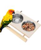 Stainless Steel Bird Feeding Bowl with Stand for Cage - Durable Pet Parrot Food/Water Feeder Accessory for Parakeet, Conure, Cockatiels, Finches - Buy Online on GoSupps.com