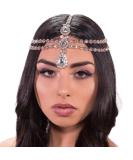 Black Teardrop Rhinestone Headchain | Crystal Beads Dangle Forehead Chain for Wedding & Brides | Black & Silver Fashion Accessory for Women & Girls - Buy Online on GoSupps.com