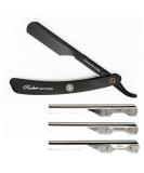 Parker Adjustable Stainless Steel Barber Razor with Black Handle - 3 Blade Inserts for Customized Shave - Includes 5 Parker Razor Blades - Buy Online on GoSupps.com