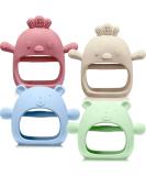 Set of 4 Woanger Baby Teething Toys in Blue, Dark Green, Yellow, and Maroon | Silicone Bear Hand Teethers for Babies over 3 Months | Anti-Dropping Wrist Mitten for Sucking Needs - Buy Online on GoSupps.com