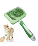 Self-Cleaning Cat Brush & Pet Brush - Gentle Undercoat Removal for All Fur Types (Green) - Buy Online on GoSupps.com
